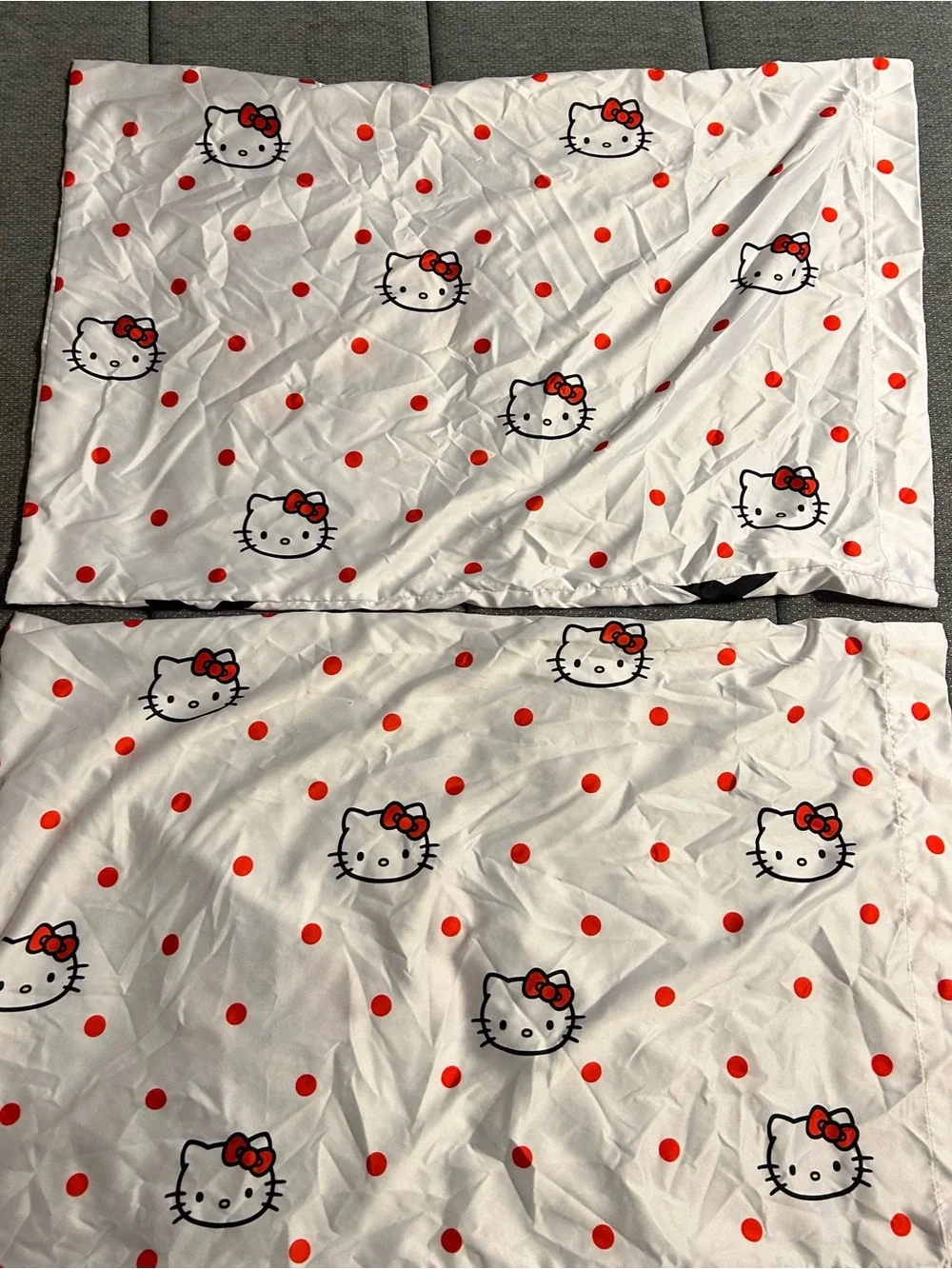Hello Kitty White Pillowcases with Red Bow and Polka Dots